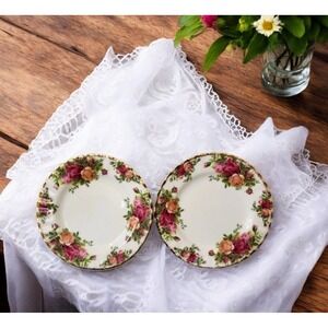 Royal Albert Old Country Roses Bread Dessert Plates UK  6" Bone China 1962 Set 2